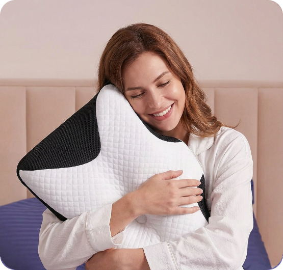 Customer with pillow